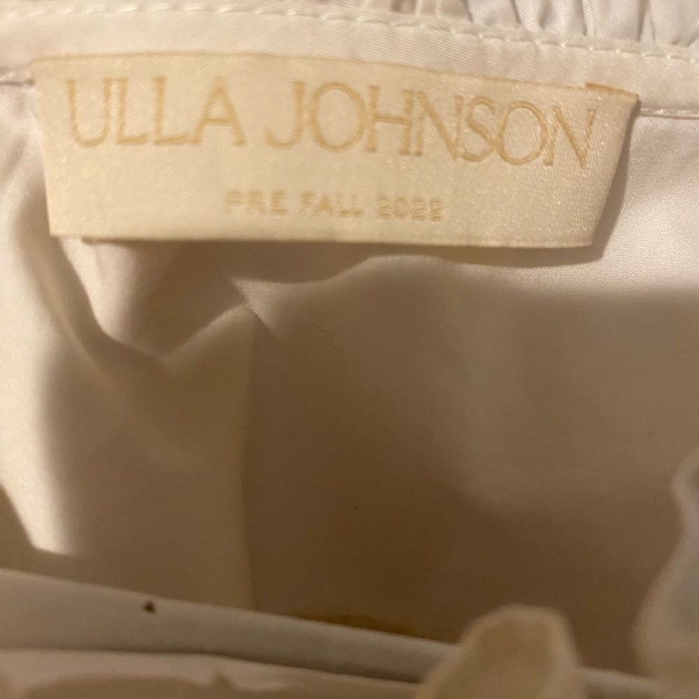 Ulla Johnson Cream Tiered Ruffle Mini Dress with Waist Tie - Picture 4 of 4